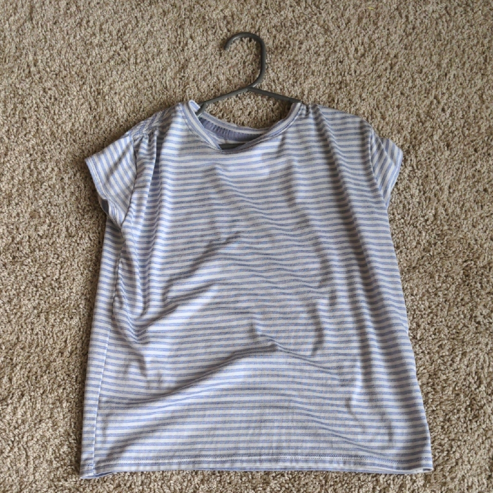 All in Motion Kids Striped Tee - Light Blue and White